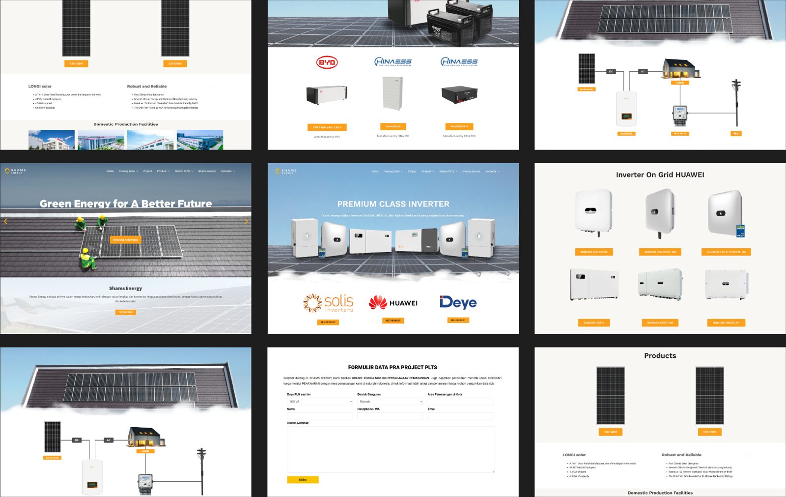 Tampilan halaman website Shams Energy