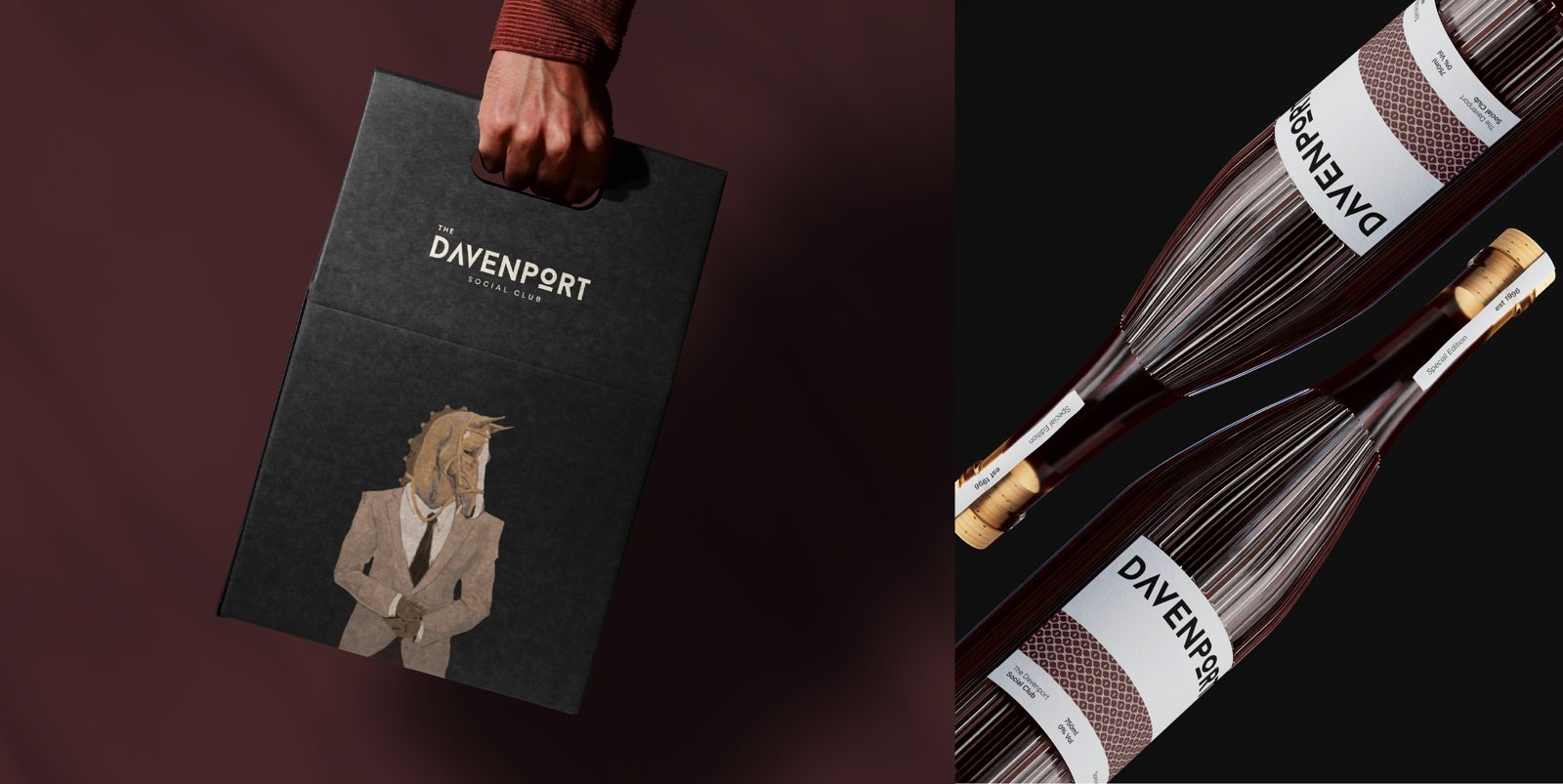 Kemasan dan botol The Davenport Social Club